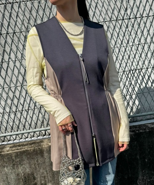 LHELBIE(レルビエ)の「ドッキングダブルコードジレ(ベスト・レディース・ネイビー/チャコールグレー/ブラック・M)」の2枚目の写真
