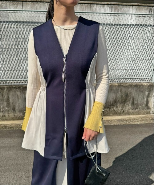 LHELBIE(レルビエ)の「ドッキングダブルコードジレ(ベスト・レディース・ネイビー/チャコールグレー/ブラック・M)」の12枚目の写真
