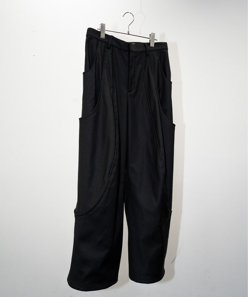 GOAT ESSENCE(ゴートエッセンス)の「GOAT ESSENCE / ゴートエッセンス TUCK CURVED WIDE PANTS(スラックス・メンズ・ブラック/グレー・2/1)」の8枚目の写真