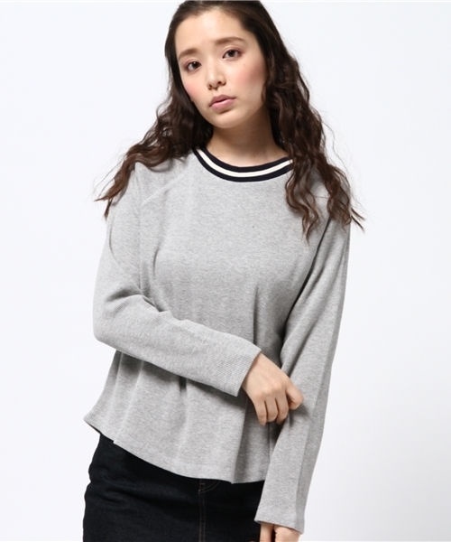 Chico（チコ）の「【who's who Chico】ラインリブワッフル長袖プルオーバー（Tシャツ/カットソー・レディース・ホワイト/アイボリー/ライトグレー・FREE）」の3枚目の写真