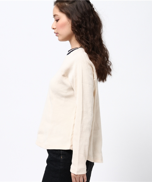 Chico（チコ）の「【who's who Chico】ラインリブワッフル長袖プルオーバー（Tシャツ/カットソー・レディース・ホワイト/アイボリー/ライトグレー・FREE）」の5枚目の写真