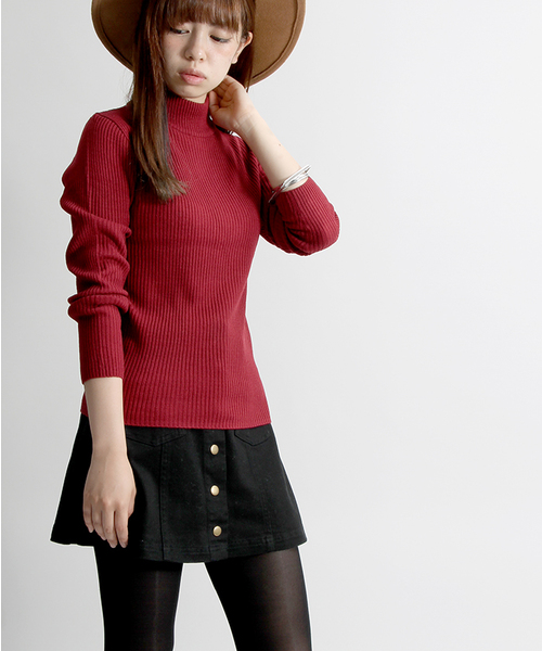 WEGO（ウィゴー）の「WEGO/フロントボタン台形ミニスカパン（スカート・レディース・ブラック/ワイン/カーキ/アニマル/インディゴブルー・FREE）」の2枚目の写真