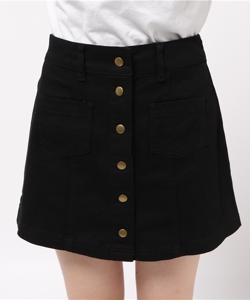 WEGO（ウィゴー）の「WEGO/フロントボタン台形ミニスカパン（スカート・レディース・ブラック/ワイン/カーキ/アニマル/インディゴブルー・FREE）」の9枚目の写真