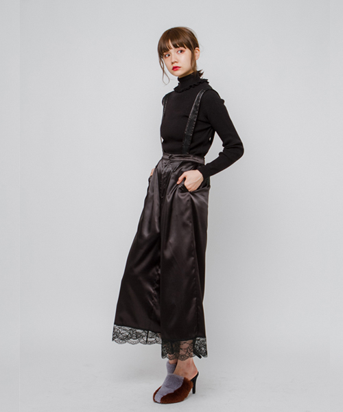 merry jenny（メリージェニー）の「サテンレースワイドパンツ（その他パンツ・レディース・ブラック/ライトブルー/オフホワイト・FREE）」の3枚目の写真