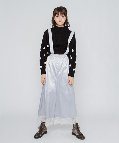 merry jenny（メリージェニー）の「サテンレースワイドパンツ（その他パンツ・レディース・ブラック/ライトブルー/オフホワイト・FREE）」の14枚目の写真