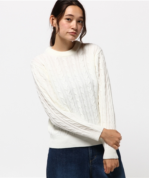 WEGO（ウィゴー）の「WEGO/ケーブルニット（ニット/セーター・レディース・ダークグリーン/ダークオレンジ/オフホワイト/杢グレー/ワイン・FREE）」の14枚目の写真