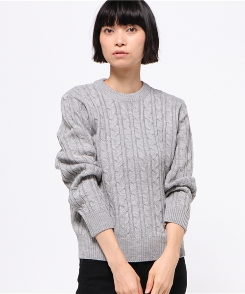 WEGO（ウィゴー）の「WEGO/ケーブルニット（ニット/セーター・レディース・ダークグリーン/ダークオレンジ/オフホワイト/杢グレー/ワイン・FREE）」の15枚目の写真