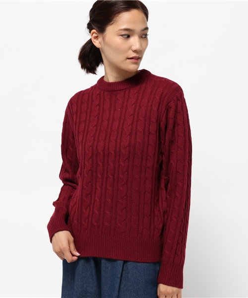 WEGO（ウィゴー）の「WEGO/ケーブルニット（ニット/セーター・レディース・ダークグリーン/ダークオレンジ/オフホワイト/杢グレー/ワイン・FREE）」の7枚目の写真