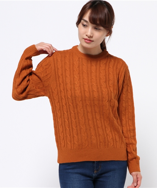 WEGO（ウィゴー）の「WEGO/ケーブルニット（ニット/セーター・レディース・ダークグリーン/ダークオレンジ/オフホワイト/杢グレー/ワイン・FREE）」の8枚目の写真