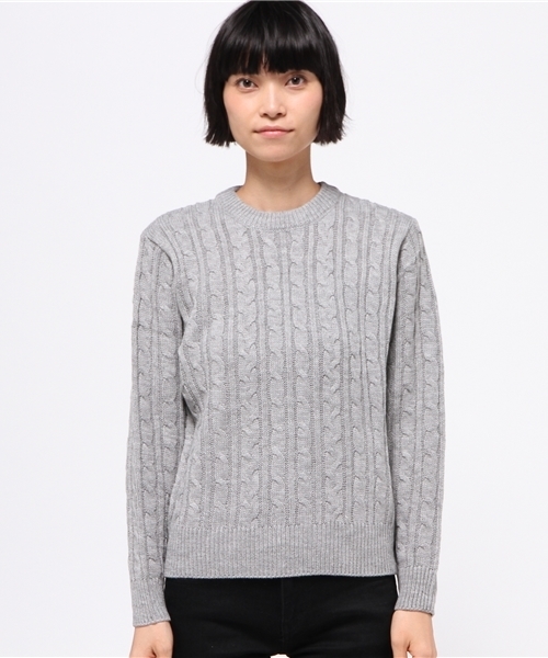 WEGO（ウィゴー）の「WEGO/ケーブルニット（ニット/セーター・レディース・ダークグリーン/ダークオレンジ/オフホワイト/杢グレー/ワイン・FREE）」の9枚目の写真