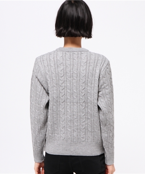 WEGO（ウィゴー）の「WEGO/ケーブルニット（ニット/セーター・レディース・ダークグリーン/ダークオレンジ/オフホワイト/杢グレー/ワイン・FREE）」の6枚目の写真