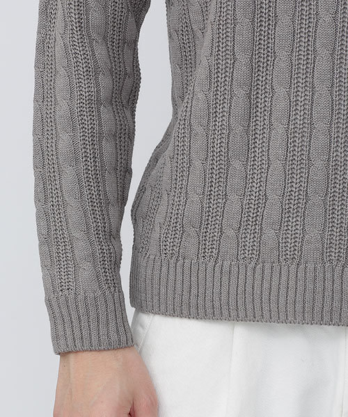 NANO universe（ナノユニバース）の「コットンケーブルクルーネックニット（ニット/セーター・メンズ・ブラック/グレー/インディゴブルー/ホワイト/ベージュ/ネイビー・MEDIUM/LARGE/SMALL/X-LARGE）」の12枚目の写真