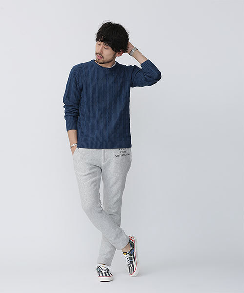 NANO universe（ナノユニバース）の「コットンケーブルクルーネックニット（ニット/セーター・メンズ・ブラック/グレー/インディゴブルー/ホワイト/ベージュ/ネイビー・MEDIUM/LARGE/SMALL/X-LARGE）」の13枚目の写真