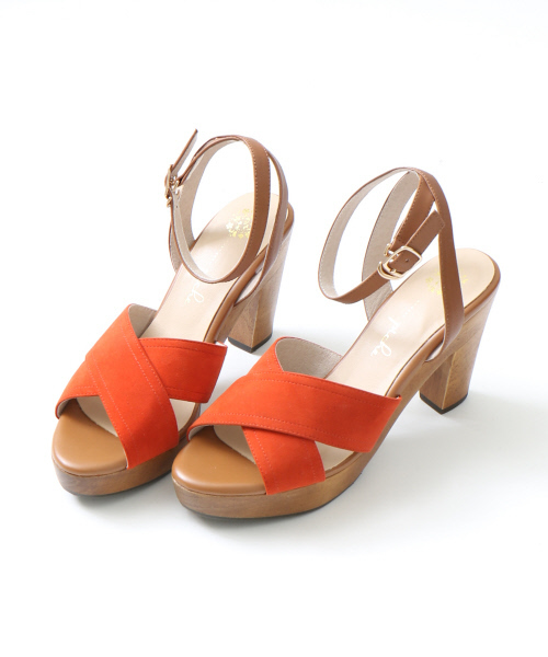 PICHE ABAHOUSE（ピシェ アバハウス）の「ウッドヒールクロスサンダル（サンダル・レディース・ライトブルー/ベージュ/オレンジ/ブラック・37/38/35/40/39/36/34）」の5枚目の写真