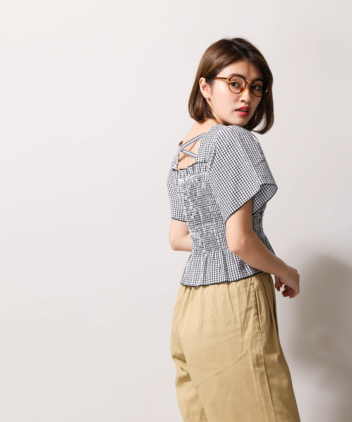 WEGO（ウィゴー）の「WEGO/シアサッカーシャーリングブラウス（シャツ/ブラウス・レディース・イエロー系その他5/ブラック系その他2・FREE）」の6枚目の写真