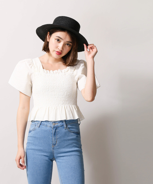 WEGO（ウィゴー）の「WEGO/シアサッカーシャーリングブラウス（シャツ/ブラウス・レディース・イエロー系その他5/ブラック系その他2・FREE）」の7枚目の写真