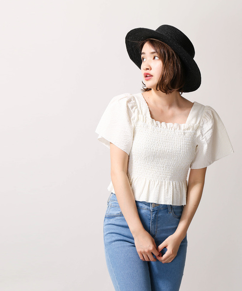 WEGO（ウィゴー）の「WEGO/シアサッカーシャーリングブラウス（シャツ/ブラウス・レディース・イエロー系その他5/ブラック系その他2・FREE）」の8枚目の写真