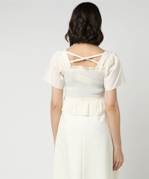 WEGO（ウィゴー）の「WEGO/シアサッカーシャーリングブラウス（シャツ/ブラウス・レディース・イエロー系その他5/ブラック系その他2・FREE）」の4枚目の写真