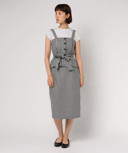 VENCEEXCHANGE(ヴァンスエクスチェンジ)の「ギンガムビスチェアンサンブル(ワンピース・レディース・ブラック・M/L)」の4枚目の写真