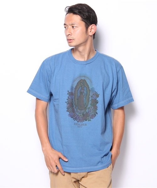 チチカカ(チチカカ)の「メキシコグアダルーペプリントTシャツ(Tシャツ/カットソー・メンズ・オートミール/ブルー/ピンク・FREE)」の1枚目の写真