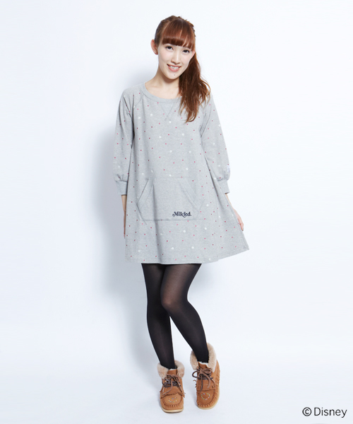 MILKFED.(ミルクフェド)の「【mini9月号掲載商品】PEARL EMBROIDERY SWEAT DRESS(ワンピース・レディース・ブラック/アッシュ・SMALL/MEDIUM)」の1枚目の写真