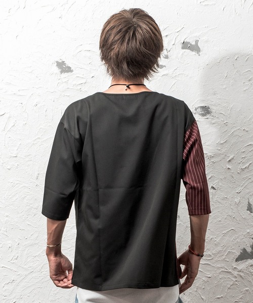 MinoriTY(マイノリティ)の「ストライプドロップショルダー6分袖プルオーバー(シャツ/ブラウス・メンズ・ネイビー/ワイン/グレー系その他/ブラック系その他・M/L)」の10枚目の写真