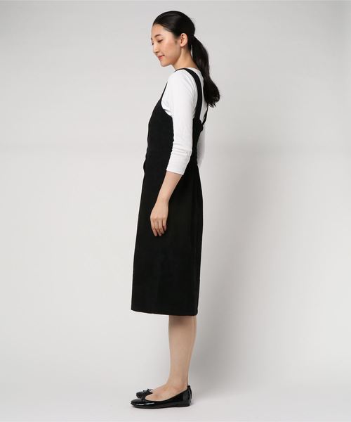 STYLEBLOCK（スタイルブロック）の「ジャガードコーデュロイビスチェジャンパースカート（ジャンパースカート・レディース・ブラック/オレンジ/キャメル/アッシュグレー・M）」の5枚目の写真