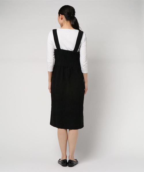 STYLEBLOCK（スタイルブロック）の「ジャガードコーデュロイビスチェジャンパースカート（ジャンパースカート・レディース・ブラック/オレンジ/キャメル/アッシュグレー・M）」の6枚目の写真