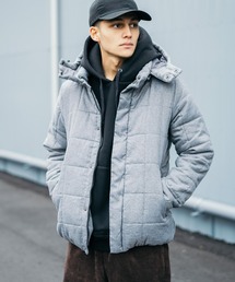 【撥水・フード脱着】2WAYウールライク エコダウンジャケット