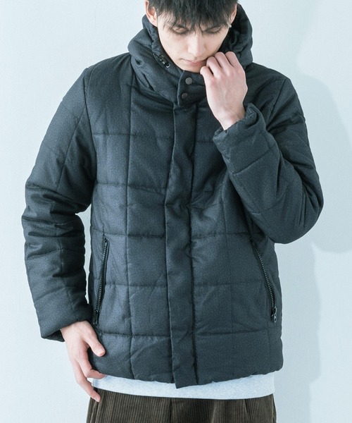 Ressaca（レサーカ）の「【撥水・フード脱着】2WAYウールライク エコダウンジャケット（ダウンジャケット/コート・メンズ・ブラック/ネイビー/グレー/カーキ/カモフラージュ/キャメル/ワイン/チャコール/ベージュ・S/M/L/XL/XXL）」の4枚目の写真