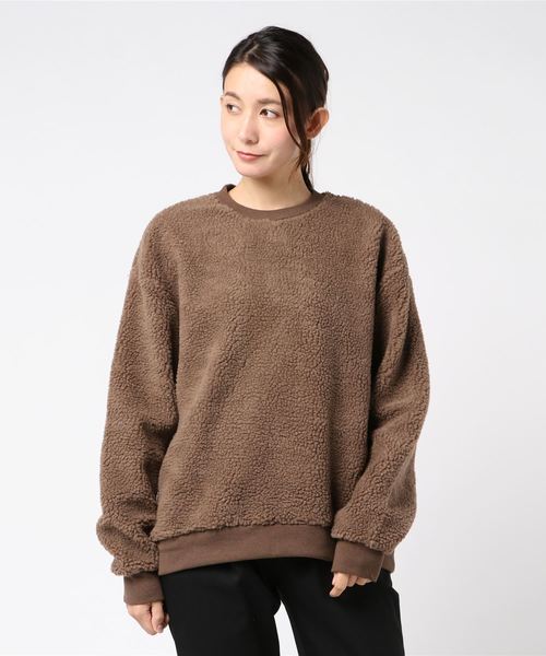 Bling Leads(ブリングリーズ)の「【Bling Leads】 ボア トレーナー ビッグシルエット(ニット/セーター・レディース・ベージュ/ネイビー/オフホワイト/モカ・2/3)」の3枚目の写真