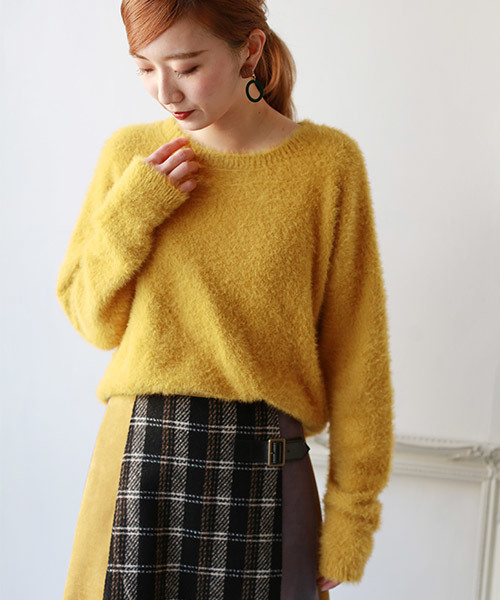 REAL CUBE(リアルキューブ)の「REAL CUBE フェザーシャギーニット(ニット/セーター・レディース・パープル/マスタード/アイボリー/ロイヤルブルー/ダークベージュ/レッドパープル・M/L)」の18枚目の写真