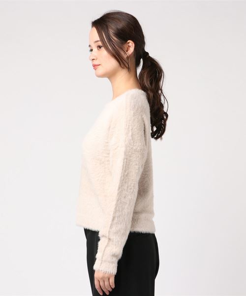 REAL CUBE(リアルキューブ)の「REAL CUBE フェザーシャギーニット(ニット/セーター・レディース・パープル/マスタード/アイボリー/ロイヤルブルー/ダークベージュ/レッドパープル・M/L)」の7枚目の写真