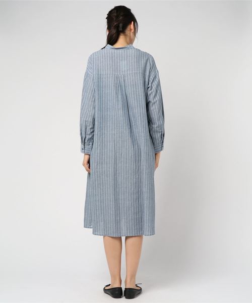 rps（アールピーエス）の「ノーカラースキッパーストライプシャツワンピース（シャツワンピース・レディース・ネイビー/ブルー・M）」の4枚目の写真