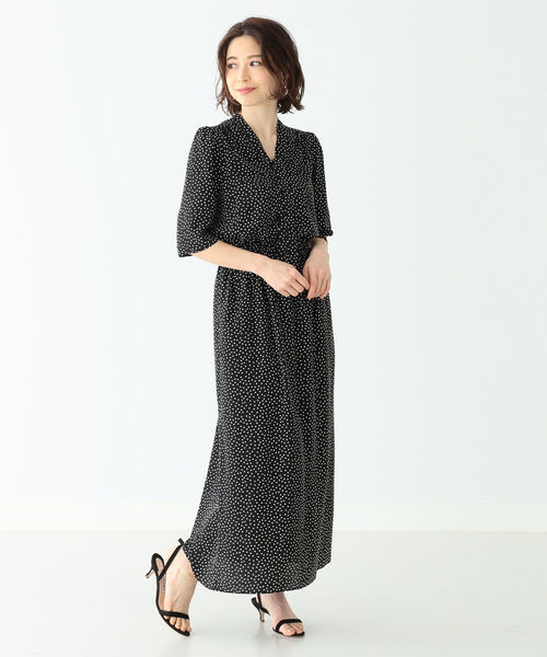 Demi-Luxe BEAMS（デミルクス ビームス）の「Demi-Luxe BEAMS / ダブルシャーリング ドット ワンピース（ワンピース・レディース・ブラック/ネイビー・36/38）」の22枚目の写真