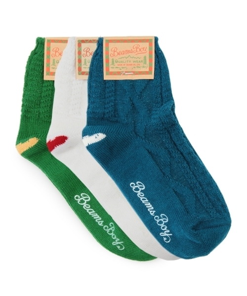 BEAMS BOY（ビームスボーイ）の「BEAMS BOY / ケーブル 3/4 クルーソックス（ソックス/靴下・レディース・ホワイト/ピンク/グリーン/ブルー/レッド・ONE SIZE）」の10枚目の写真