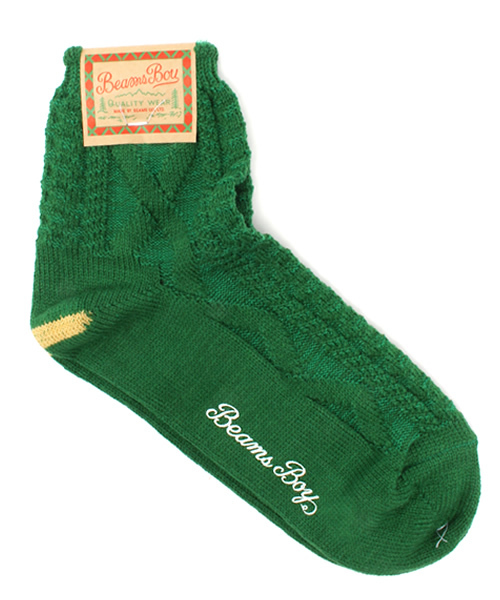 BEAMS BOY（ビームスボーイ）の「BEAMS BOY / ケーブル 3/4 クルーソックス（ソックス/靴下・レディース・ホワイト/ピンク/グリーン/ブルー/レッド・ONE SIZE）」の3枚目の写真