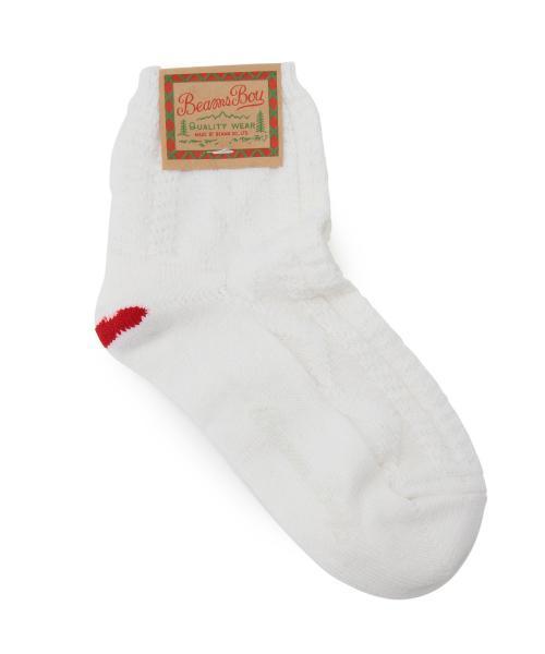 BEAMS BOY（ビームスボーイ）の「BEAMS BOY / ケーブル 3/4 クルーソックス（ソックス/靴下・レディース・ホワイト/ピンク/グリーン/ブルー/レッド・ONE SIZE）」の6枚目の写真