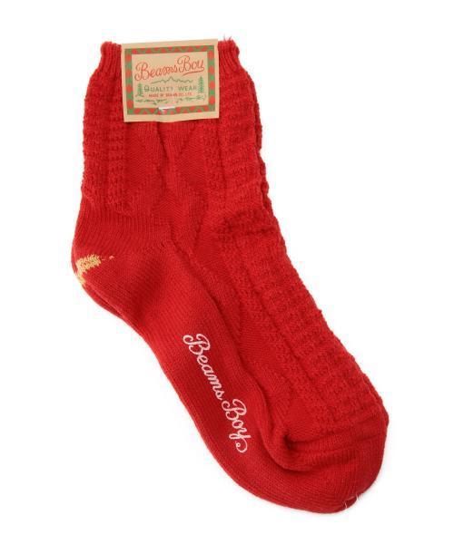 BEAMS BOY（ビームスボーイ）の「BEAMS BOY / ケーブル 3/4 クルーソックス（ソックス/靴下・レディース・ホワイト/ピンク/グリーン/ブルー/レッド・ONE SIZE）」の7枚目の写真