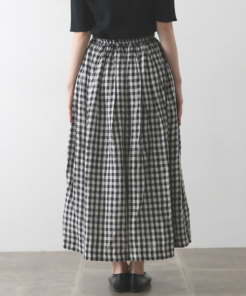 【新品・タグ付き】メゾンドソイル リネンスカート maison de soil（メゾンドソイル）の「SOIL LINEN GINGHAM CHECK