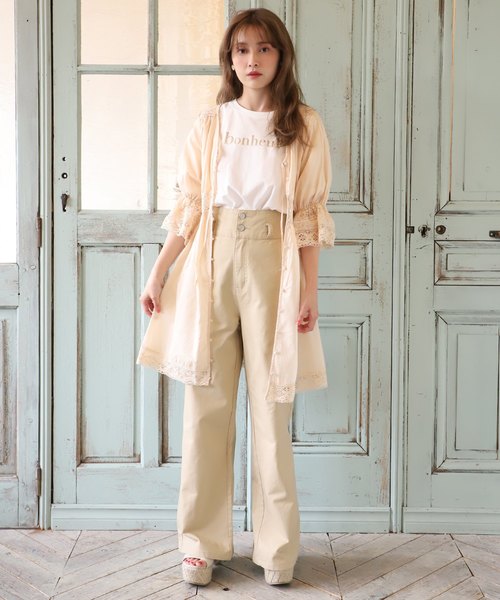 one after another NICE CLAUP（ワンアフターアナザーナイスクラップ）の「レース切替えコットンチュニック（チュニック・レディース・ブラック/オフホワイト/アイボリー/ラベンダー・FREE）」の15枚目の写真