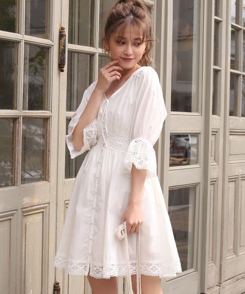 one after another NICE CLAUP（ワンアフターアナザーナイスクラップ）の「レース切替えコットンチュニック（チュニック・レディース・ブラック/オフホワイト/アイボリー/ラベンダー・FREE）」の18枚目の写真