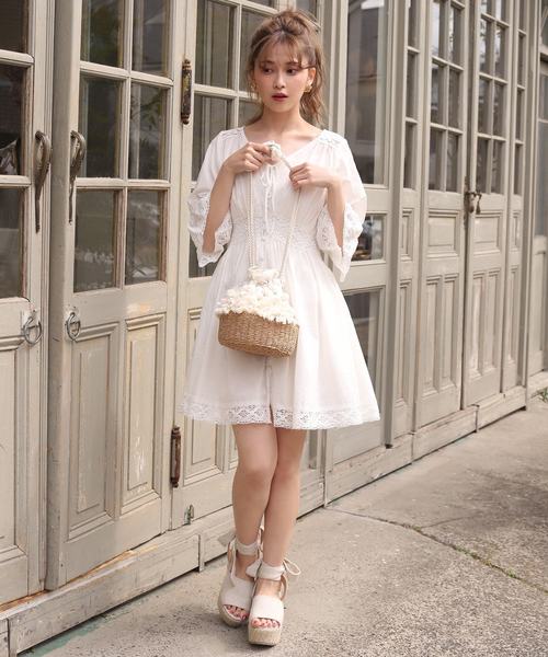 one after another NICE CLAUP（ワンアフターアナザーナイスクラップ）の「レース切替えコットンチュニック（チュニック・レディース・ブラック/オフホワイト/アイボリー/ラベンダー・FREE）」の22枚目の写真