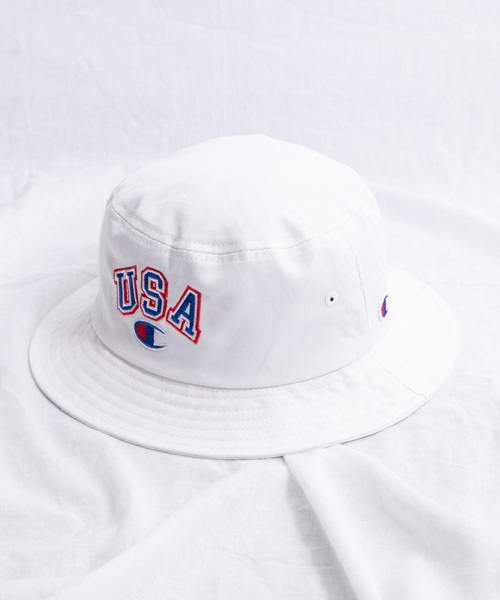Champion(チャンピオン)の「WEGO/Champion USAロゴバケットハット(ハット・メンズ・ホワイト/ブラック/ベージュ・FREE)」の5枚目の写真