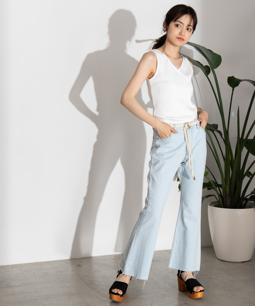 WEGO（ウィゴー）の「WEGO/リブスクエア2WAYタンクトップ（タンクトップ・レディース・ホワイト/ブラック/ブラウン・FREE）」の12枚目の写真