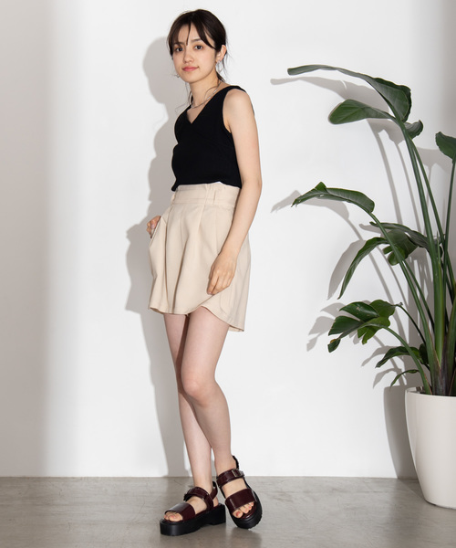 WEGO（ウィゴー）の「WEGO/リブスクエア2WAYタンクトップ（タンクトップ・レディース・ホワイト/ブラック/ブラウン・FREE）」の6枚目の写真