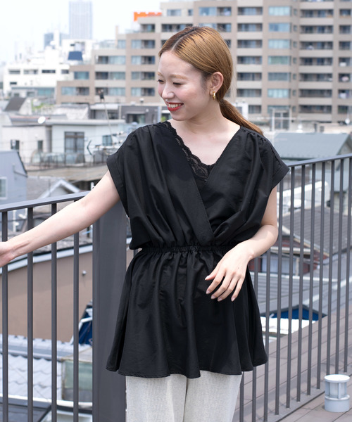 w closet(ダブルクローゼット)の「カシュクールウエストマークプルオーバー(シャツ/ブラウス・レディース・ブラック/ラベンダー/ライトベージュ・FREE)」の8枚目の写真