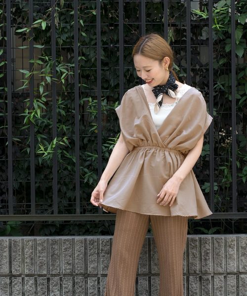 w closet(ダブルクローゼット)の「カシュクールウエストマークプルオーバー(シャツ/ブラウス・レディース・ブラック/ラベンダー/ライトベージュ・FREE)」の14枚目の写真