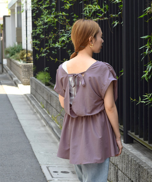 w closet(ダブルクローゼット)の「カシュクールウエストマークプルオーバー(シャツ/ブラウス・レディース・ブラック/ラベンダー/ライトベージュ・FREE)」の19枚目の写真