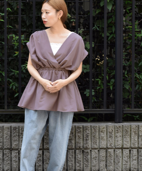 w closet(ダブルクローゼット)の「カシュクールウエストマークプルオーバー(シャツ/ブラウス・レディース・ブラック/ラベンダー/ライトベージュ・FREE)」の20枚目の写真